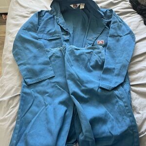 Vintage Ben Davis Gorilla Tag Coveralls USA Made Blue Mechanic Workwear 46R 90s